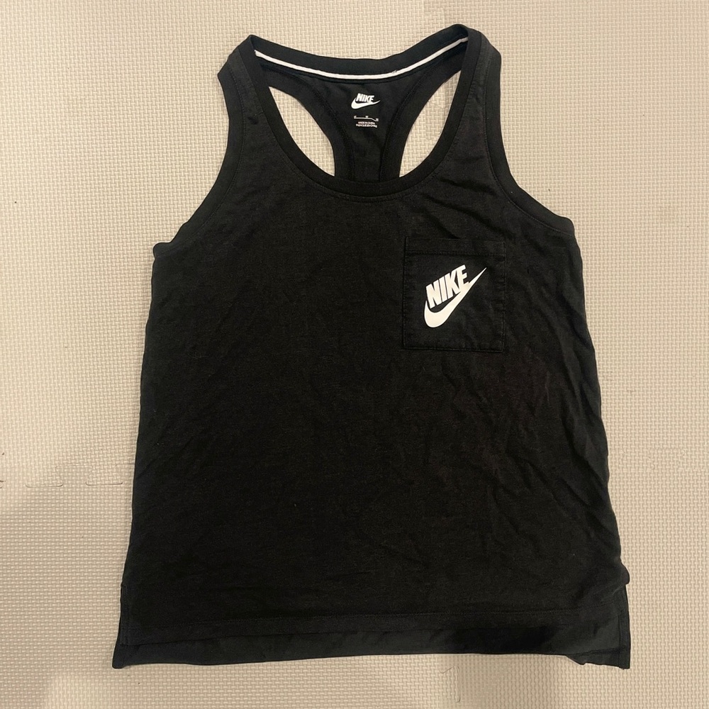 Nike Black Sleeveless Top with White Logo